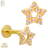 14-LB104 - 14k Yellow Gold Hollow Star with Multi CZ Labret image 0