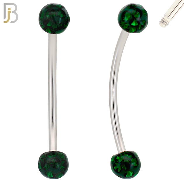 EC05S16-16 - 16g Thickness 316L Surgical Steel Snake Eye 16mm Curved Barbell Coated Multi Zircon Externally Threaded (PACK OF 4) image 4