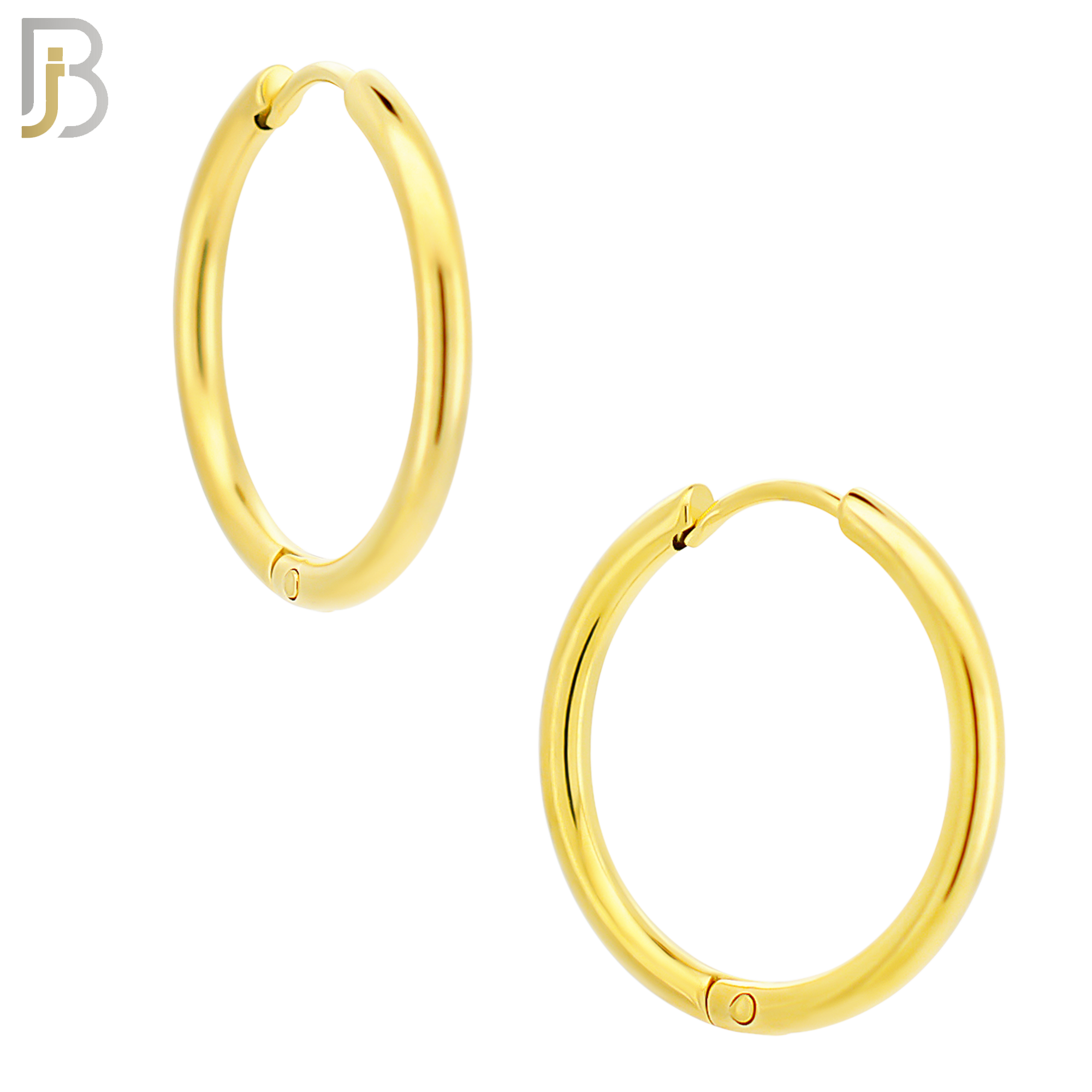ES95G - 316L Stainless Steel Gold Plated 2mm Thickness Plain Hoops Design Huggies Clip On image 5