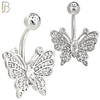 NB115 - 316L Surgical Steel Butterfly with Marquise CZ Center Belly Ring image 1