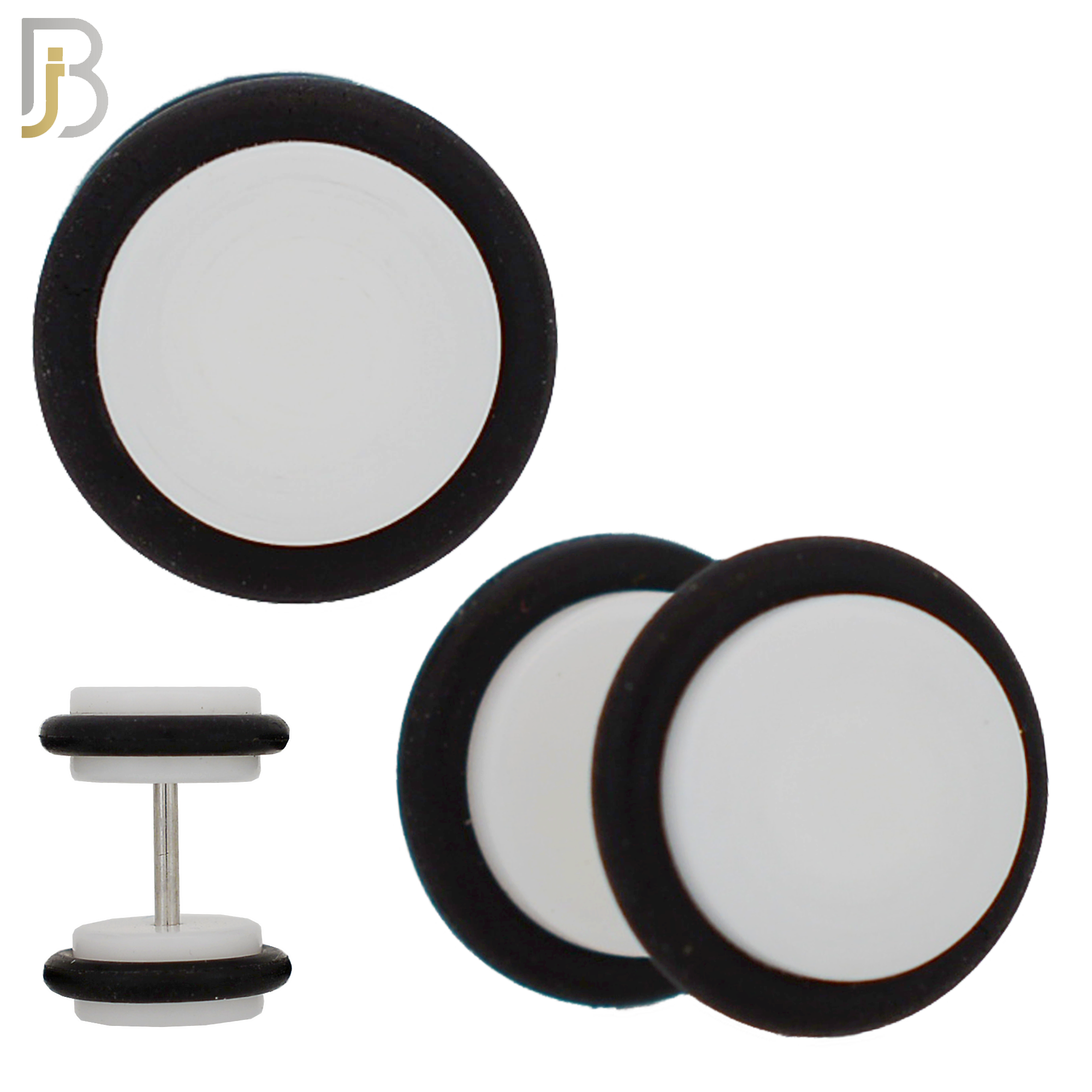 FP01W - White Acrylic Fake Plug with O-ring (PACK OF 3 PAIRS) image 0