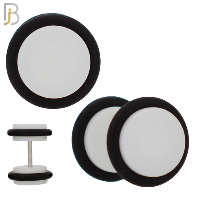 FP01W - White Acrylic Fake Plug with O-ring (PACK OF 3 PAIRS) image 0