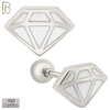 925-ES428 - Screw Ball Back - .925 Sterling Silver White Enamel Diamond Design Earrings Stud image 0