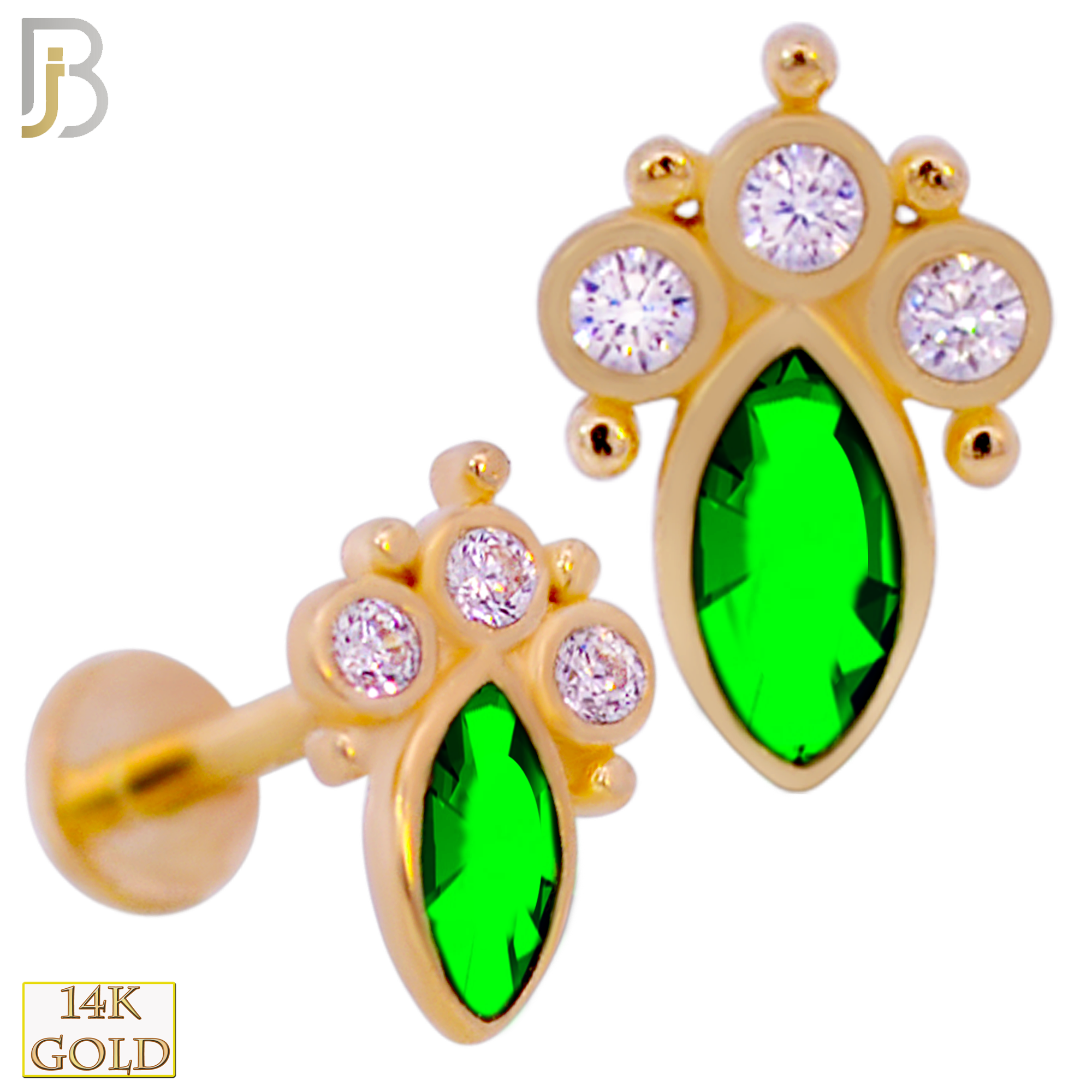 14-LB96 - 14k Yellow Gold Marquise CZ Labret image 2