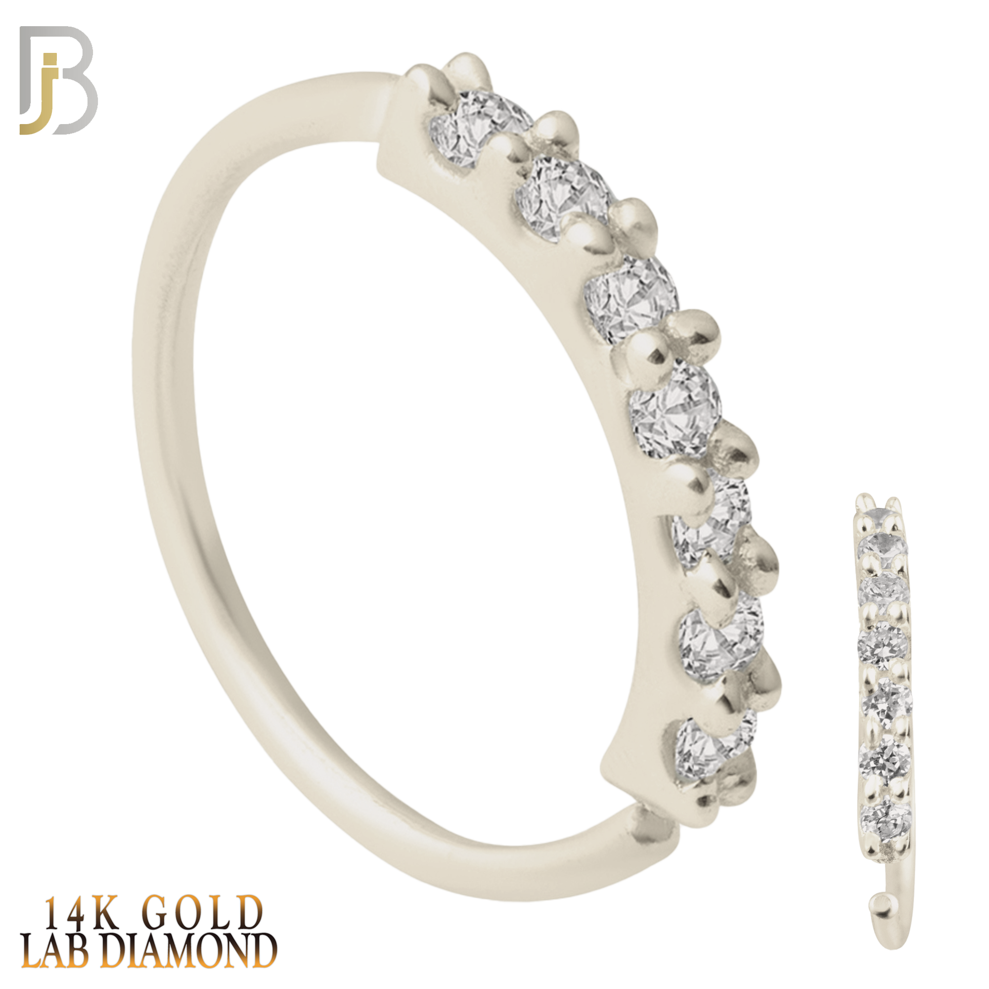 14-CT04L- 14k Solid Gold Prong Setting 7 Lab Diamond Hoops Piercing Twist top Open image 1