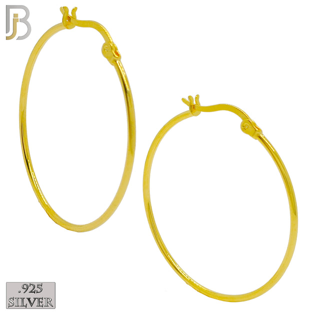 925-ES249 - .925 Sterling Silver Plain Hinged Hoop Earrings image