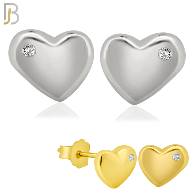 925-ES78 - .925 Sterling Silver Heart Design with Zircon Earring Stud image 0