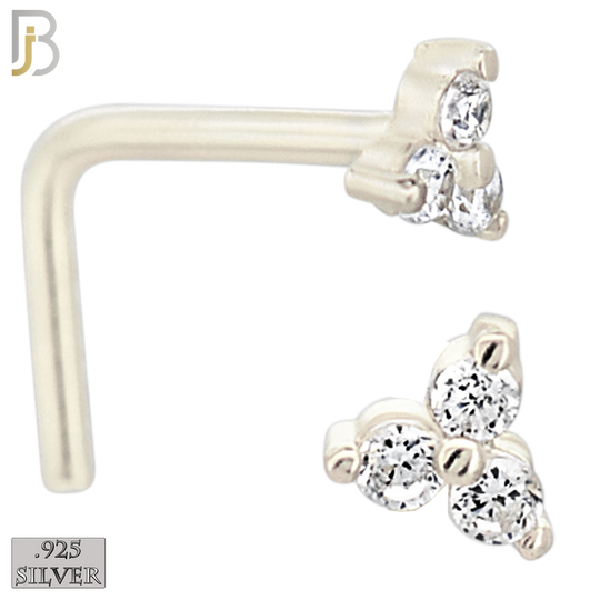 925-NR20LGSC - 925 Sterling Silver 3 Petal Flower L Shape Nose Ring (Pack of 6) image 1