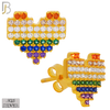 925-ES228S – 925 Sterling Silver Pixelated Heart Design Earring Stud with Multi Colored Zircon image 6