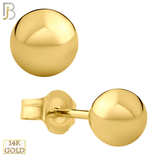 14-ES102Y - 14k Yellow Gold Push Back Plain Ball Stud Earrings image