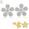 925-ES261 - .925 Sterling Silver 5 Petal Flower Multi Zircon Design Earrings Stud image 0