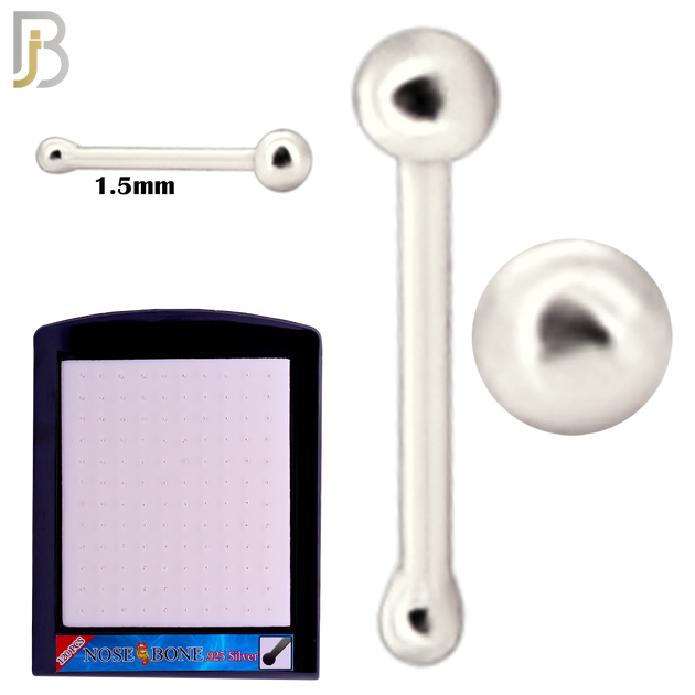 925-PK-NR07S - 1.5mm .925 Silver  22g Thickness Nose Bone 120 Pcs Packages image 1