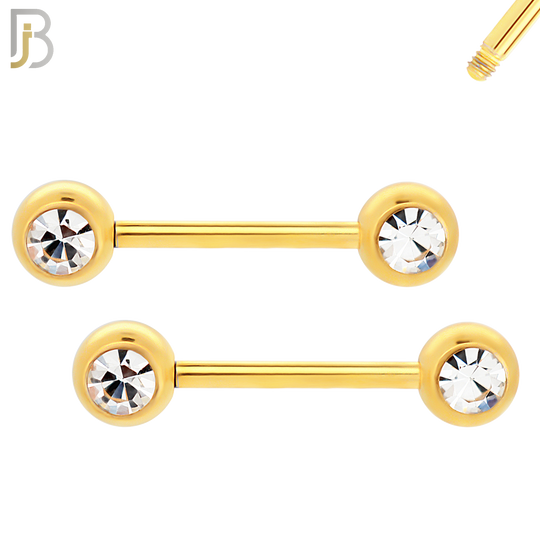 NP01-6 - 316L Surgical Steel Screw 6mm Plain Ball with Bezel Zircon Nipple Ring Piercing image 4