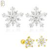 925-ES151 - Screw Ball Back - .925 Sterling Silver Starburst Design with Zircon Design Earring Stud image 0