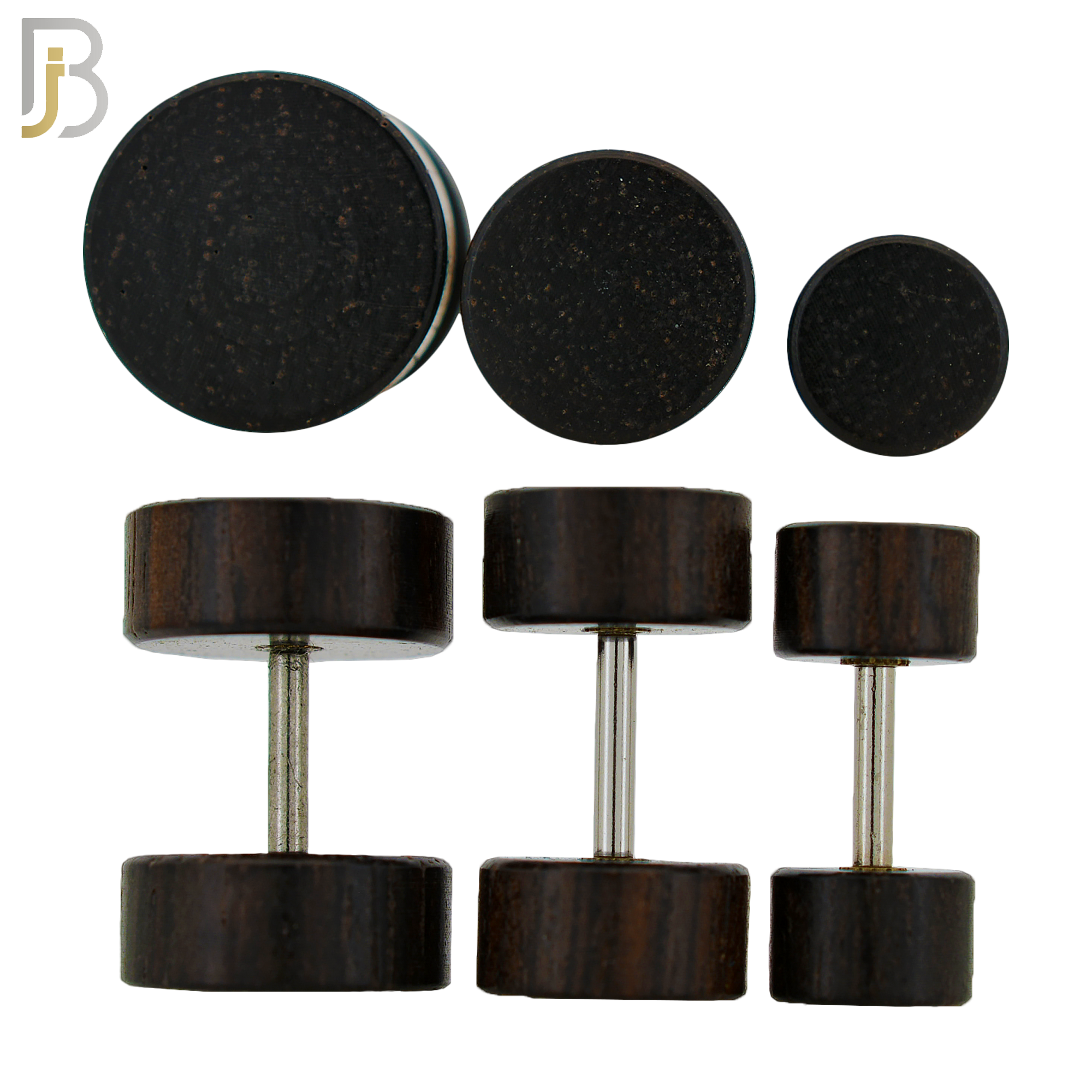 FP29-K - Black Plain Wood Fake Plug (PACK OF 3 Pairs) image 1
