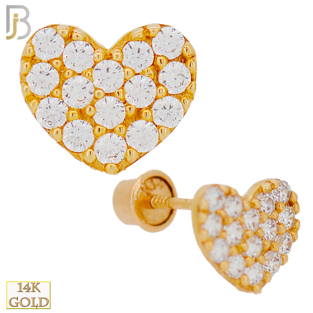 14-ES77 - 14k Solid Gold Heart with Multi CZ Stud Earrings image 0