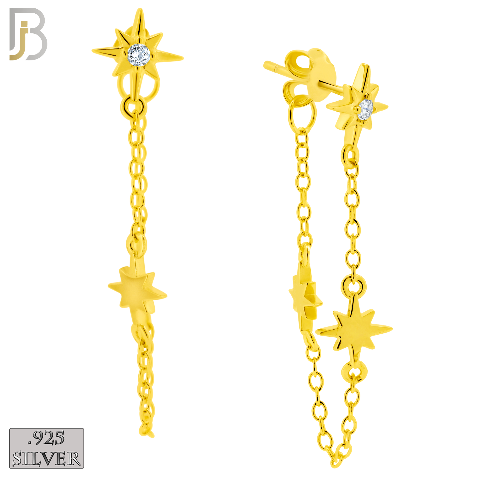 925-ES391 - .925 Sterling Silver Starburst with Dangling Starburst Drop Connector image 1