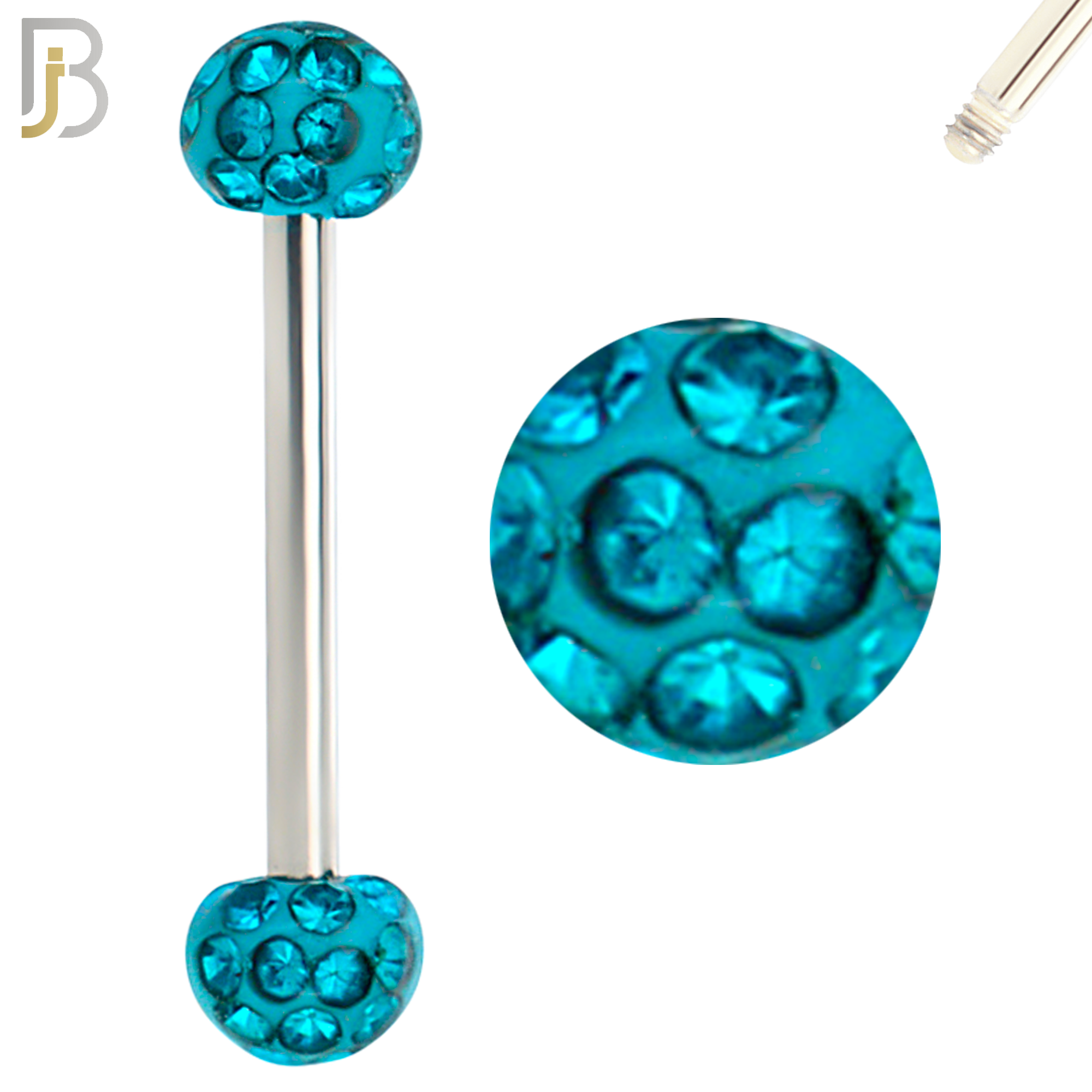 BB68 - 316L Surgical Steel Barbell with  Oil Coated Multi Cubic Zirconia Ball (Pack of 4) image 9