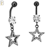 N014 - 316L Stainless Steel Dangling Star with Zircon Design Belly Ring with 5mm Screw Ball image 2