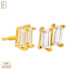 14-LB127 - 14k Yellow Gold Two (2) Baguette Cubic Zirconia Labret image 1