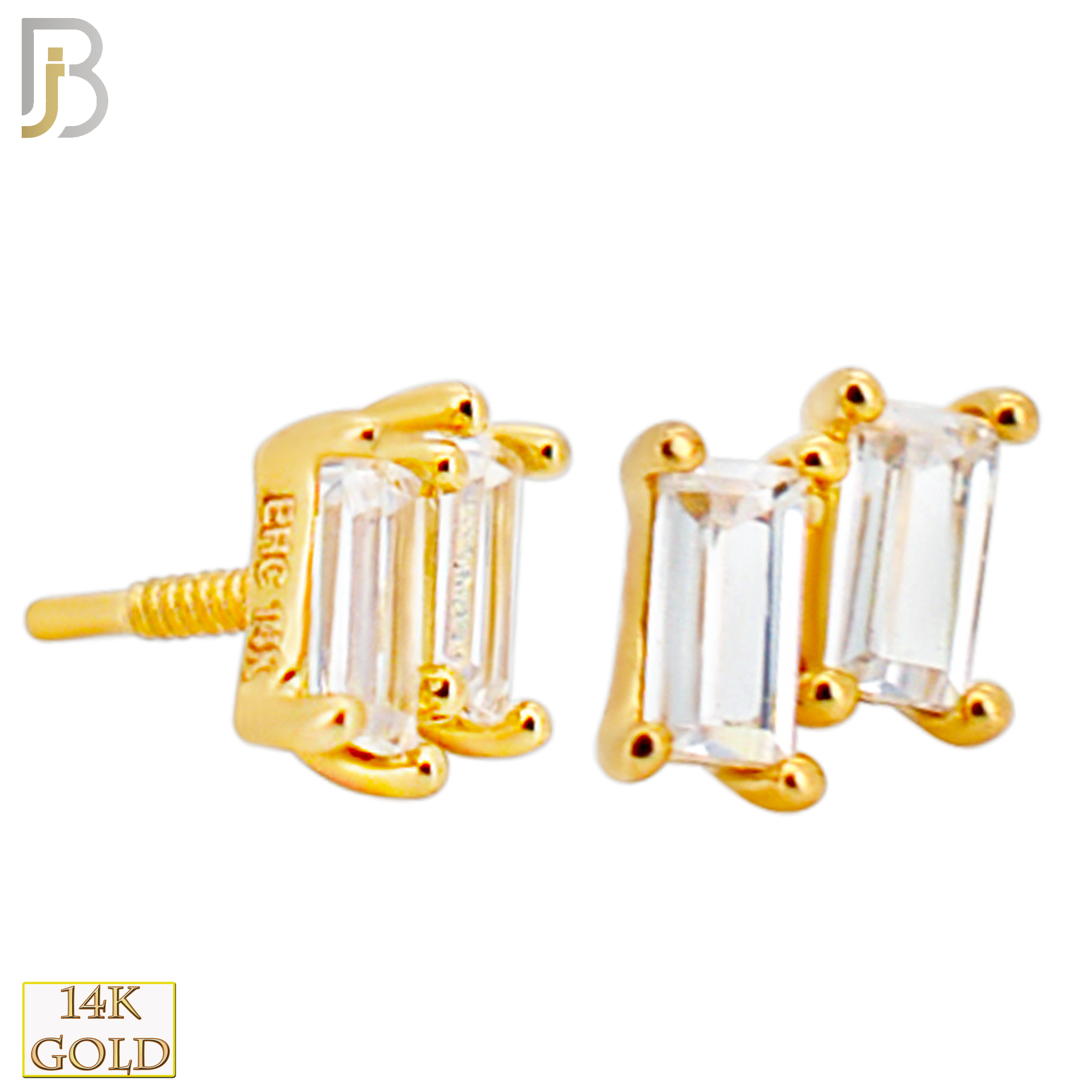 14-LB127 - 14k Yellow Gold Two (2) Baguette Cubic Zirconia Labret image 1