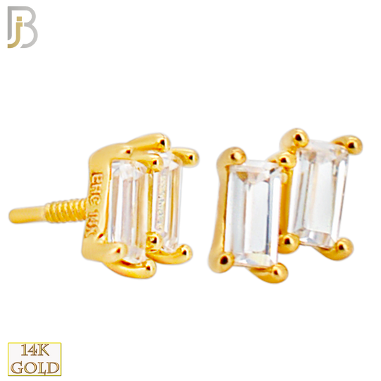 14-LB127 - 14k Yellow Gold Two (2) Baguette Cubic Zirconia Labret image 1