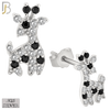 925-ES200 - .925 Sterling Silver Giraffe Design Earring Stud with Zircon image 1