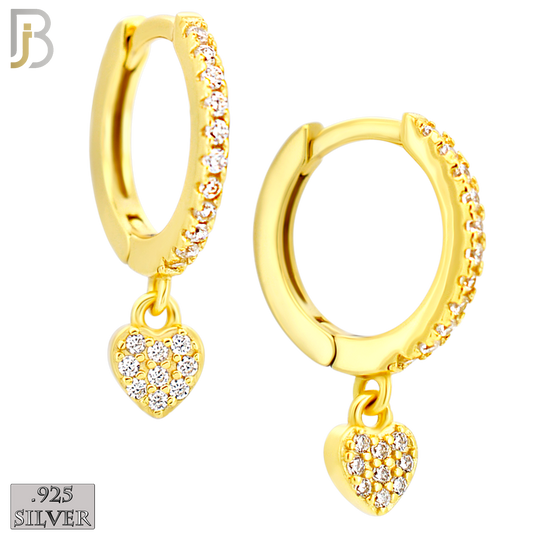 925-ES443 - 925 Sterling Silver Dangling Heart Huggies Earring with Multi Zircon image 2