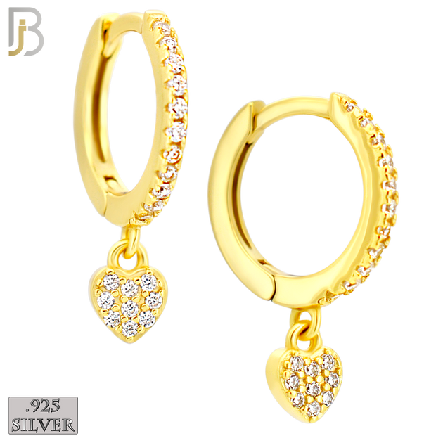 925-ES443 - 925 Sterling Silver Dangling Heart Huggies Earring with Multi Zircon image 2