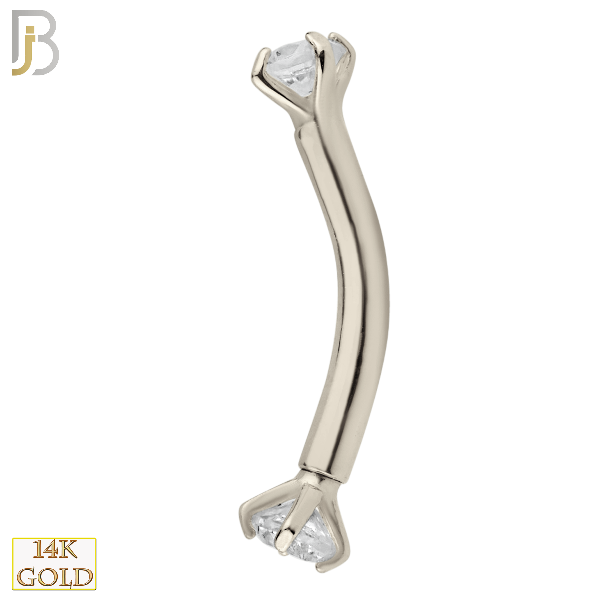 14-EC04 - 14k Solid Gold Eyebrow Prong Setting Zircon Design Internal Threaded Screw image