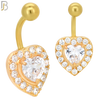 NB11 - 316L Stainless Steel Heart  Zircon  Banana Belly Navel Ring image 2
