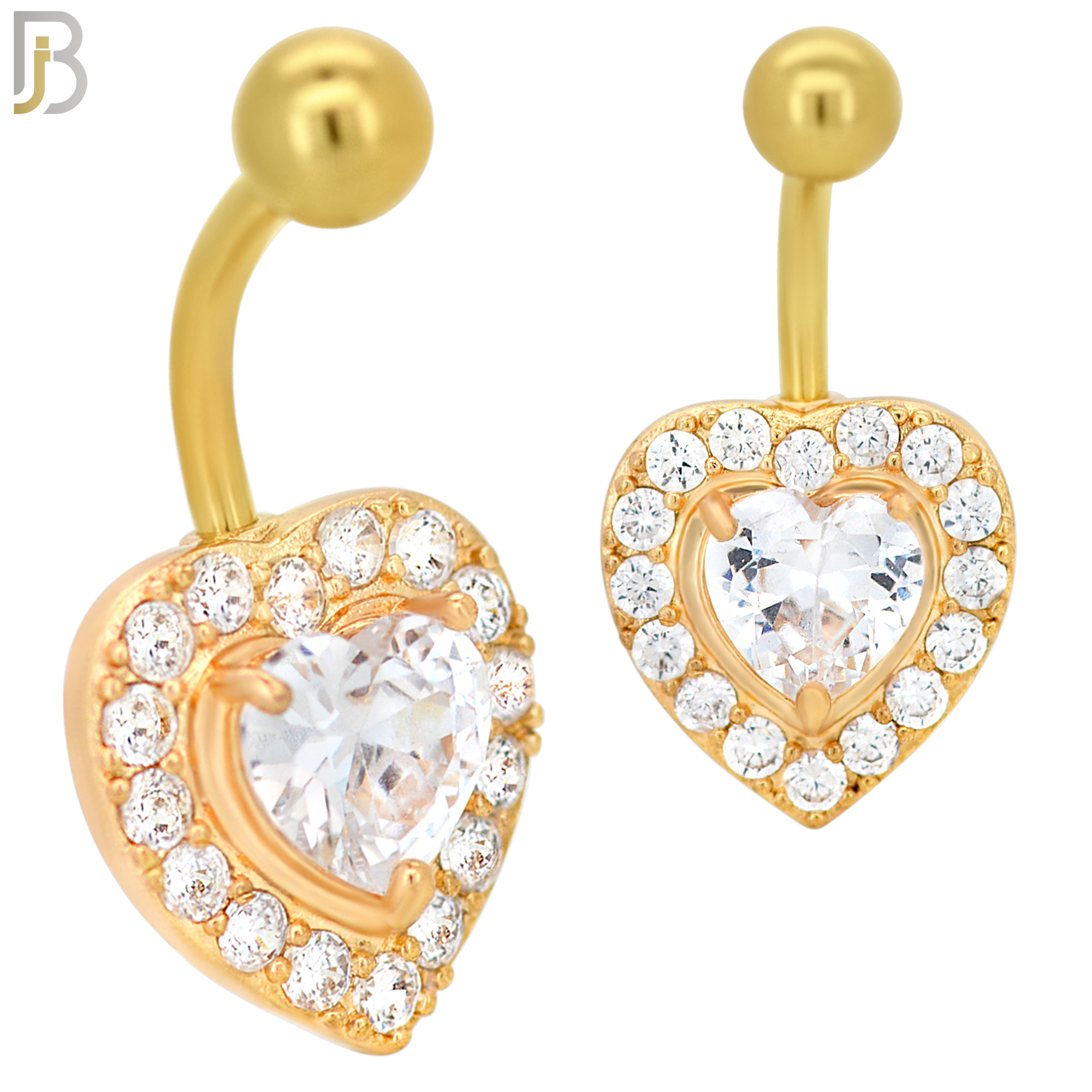 NB11 - 316L Stainless Steel Heart  Zircon  Banana Belly Navel Ring image 2