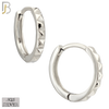 925-ES453 - 925 Sterling Silver Plain Beveled Edge Design Huggies Hoop Earrings image 1