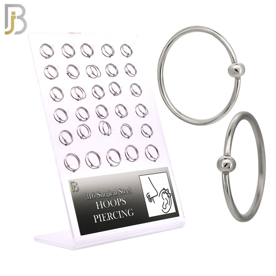 PK-CT03 - 316L Surgical Steel Fixed Beads 2mm Hoops Piercing Pack of 60 image 0