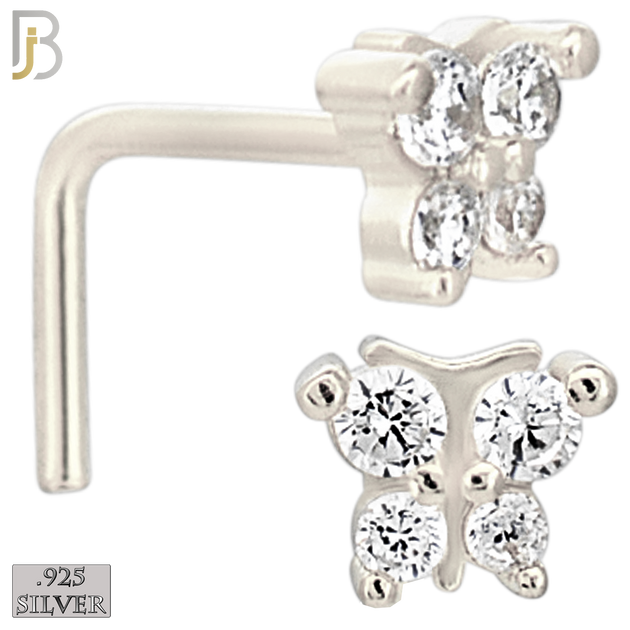925-NR34LGSC - 925 Sterling Silver Butterfly Design L Shape Nose Ring (Pack of 6) image 1