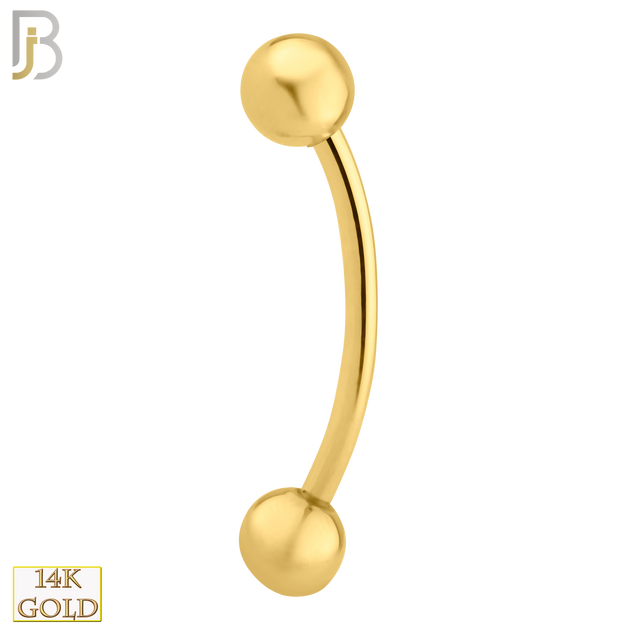 14-EC01 - 14k Solid Gold Eyebrow Plain Design External Threaded Screw image 0