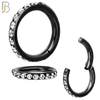CT94K - 316 Stainless Steel Black Plated Hinged Hoop with Multi CZ Gems Nose Rings (PACK OF 6) image 1