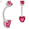 NB06S - 316L Stainless Steel Heart Prong Setting Zircon  Banana Belly Navel Ring (PACK OF 6) image 5