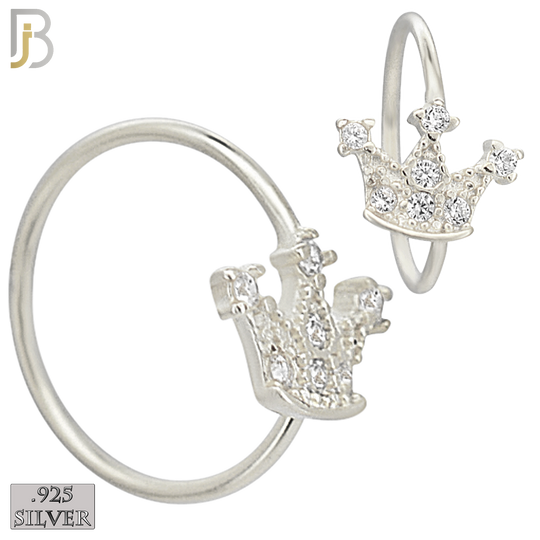 925-CT119-  925 Sterling Silver Crown Hoop with Multi CZ (Pack of 6) image 1
