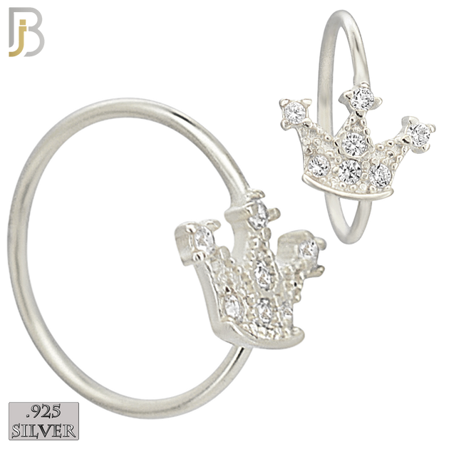 925-CT119-  925 Sterling Silver Crown Hoop with Multi CZ (Pack of 6) image 1