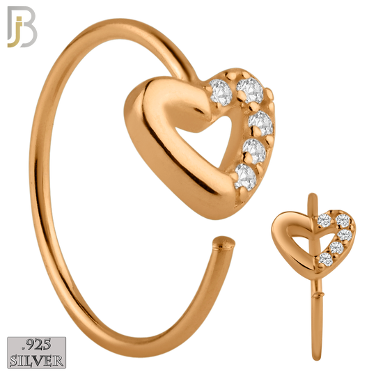 925-CT79 - 925 Sterling Silver Hollow Heart with Half Around Zircon (PACK OF 6) image 2