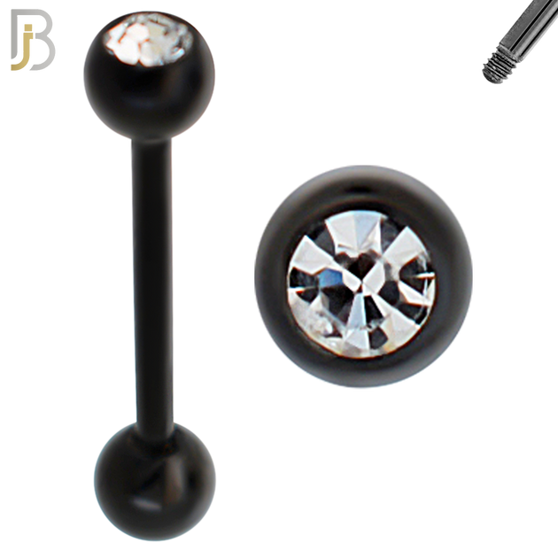 BB05K - 316L Surgical Steel Black Plated Screw Barbell with 5mm Bezel Ball External Threaded (PACK OF 6) image 4