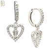 ES509 - 316L Stainless Steel Dangling Virgin Mary Studded Hollow Heart Huggies Earrings image 1