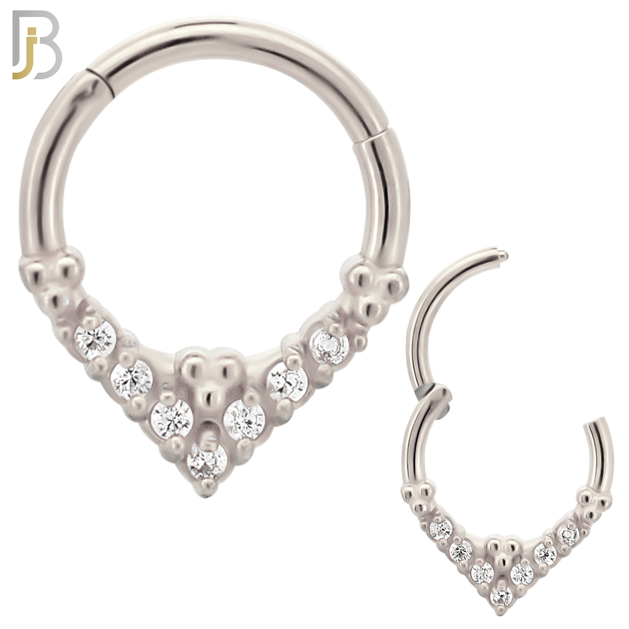 CT121 - 316 Surgical Steel CZs and Beads Cluster Hinged Hoop (Pack of 6) image 1