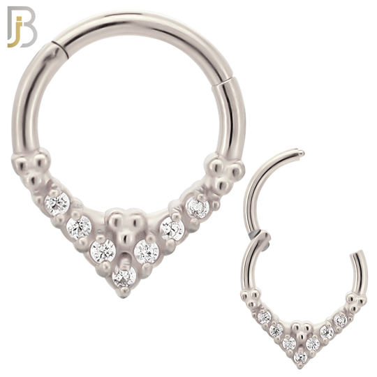 CT121 - 316 Surgical Steel CZs and Beads Cluster Hinged Hoop (Pack of 6) image 1