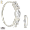 925-CT102-  925 Sterling Silver Hoop with Marquise Shaped Cubic Zirconia and Round Side Stones (Pack of 6) image 1