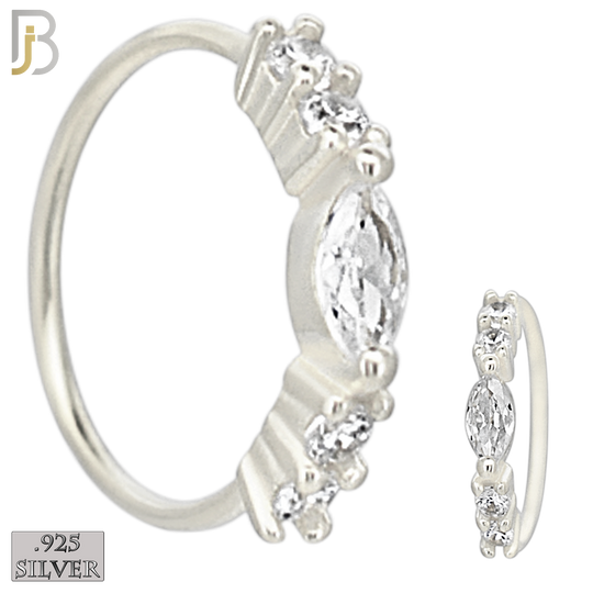 925-CT102-  925 Sterling Silver Hoop with Marquise Shaped Cubic Zirconia and Round Side Stones (Pack of 6) image 1