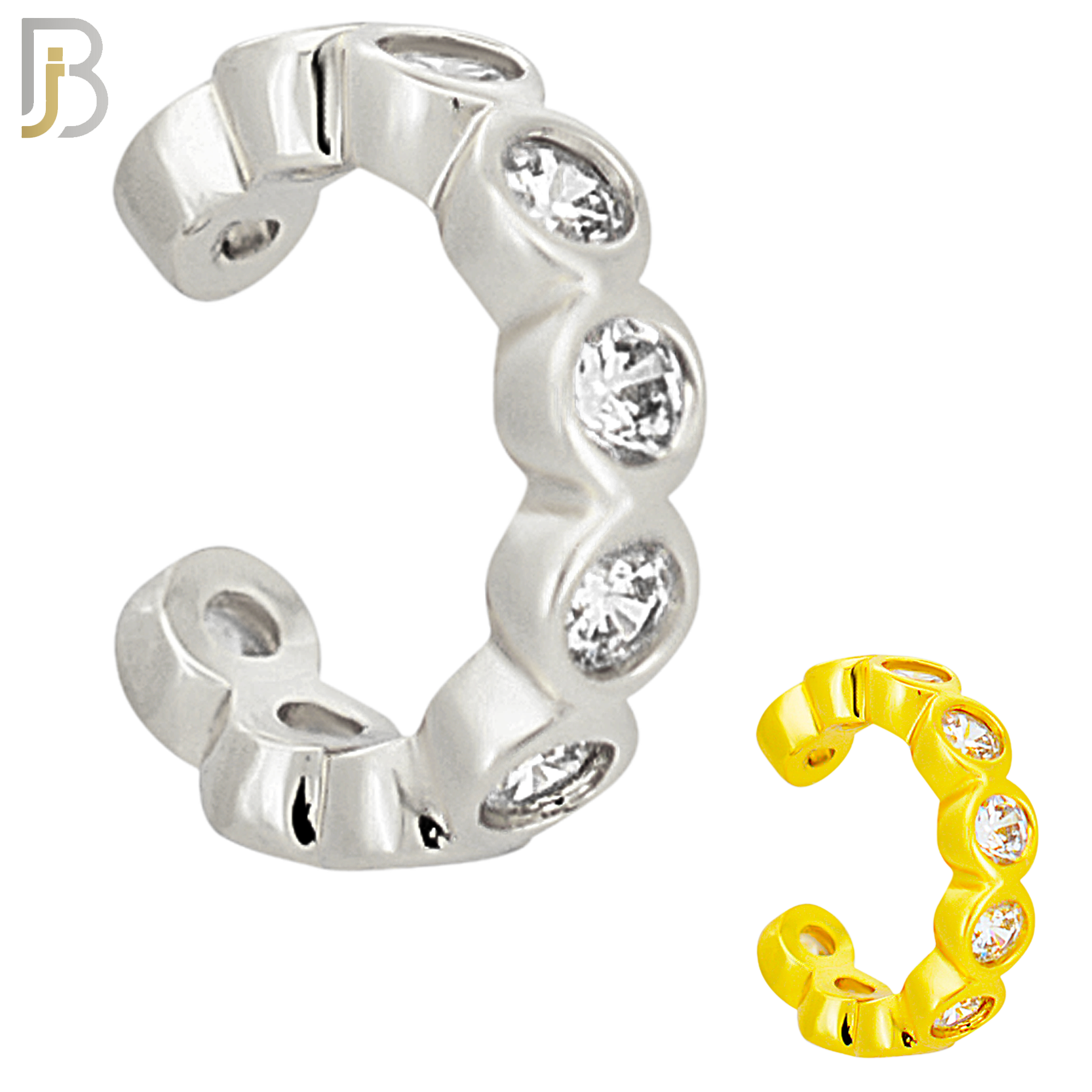 FES003 -  Zircon in Bezel Set Ear Cuff in Brass (Sold Per Piece) image 0