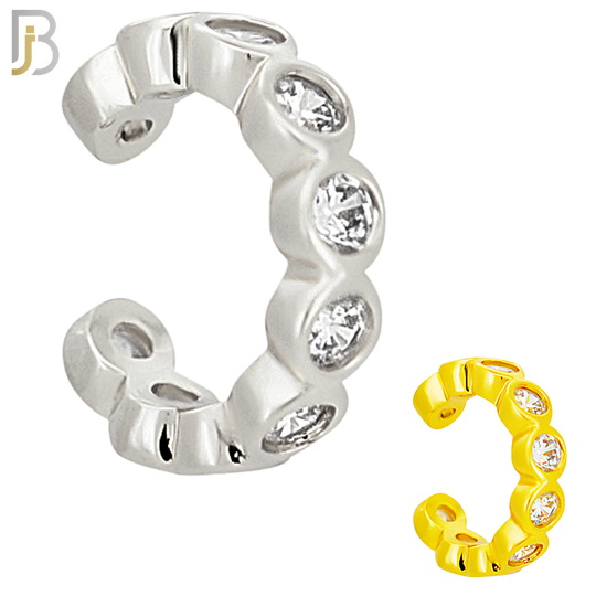 FES003 -  Zircon in Bezel Set Ear Cuff in Brass (Sold Per Piece) image 0