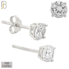 925-ES71-SC - .925 Sterling Silver Rhodium Plated Earring Stud Casting Round Prong Setting Clear Zircon image 4